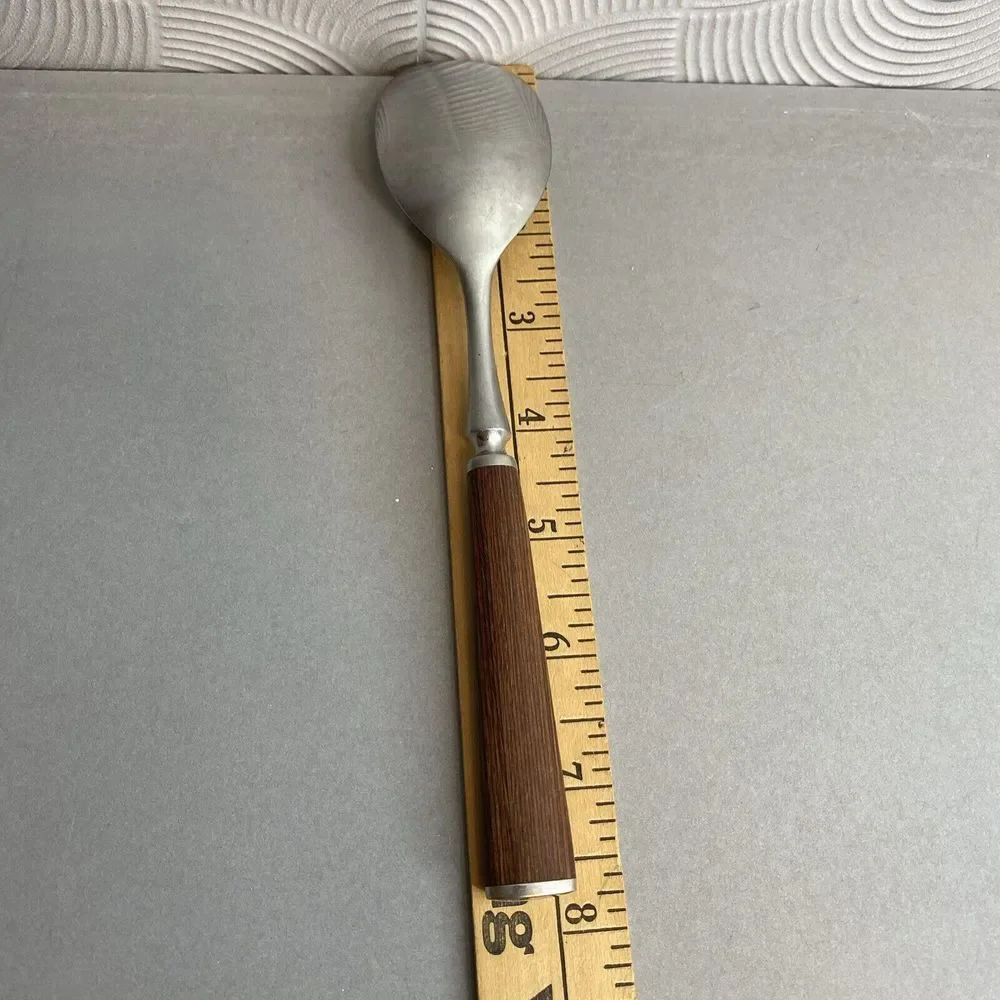 DANSK‎ STAINLESS WOOD ACCENT Place / Soup Spoon- 7 3/4